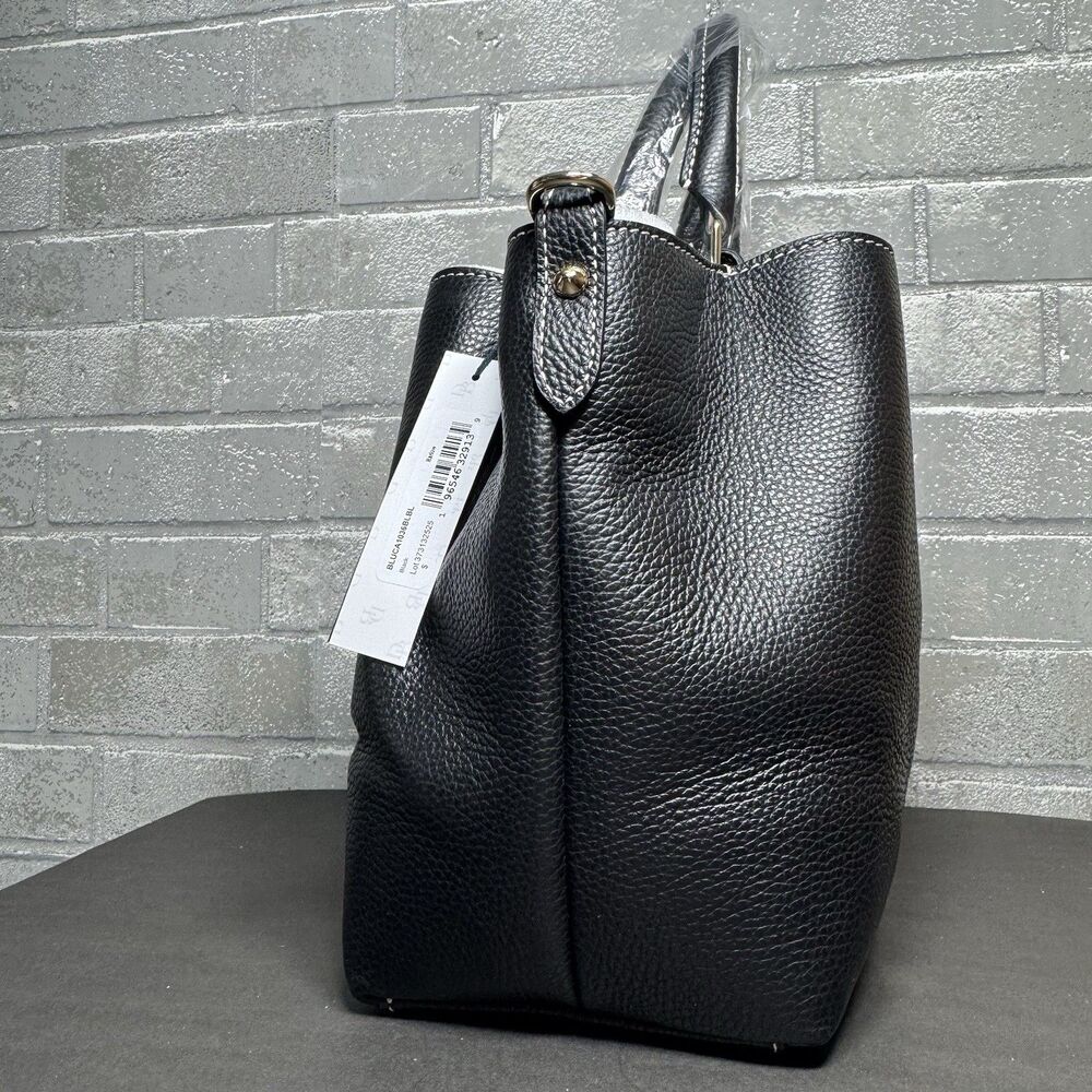 Dooney & Bourke Lucca Leather Barlow Black Pebble Satchel NWT Strap Bag - Picture 5 of 10